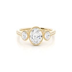 Vintage Oval Shape Trilogy Diamond Engagement Ring